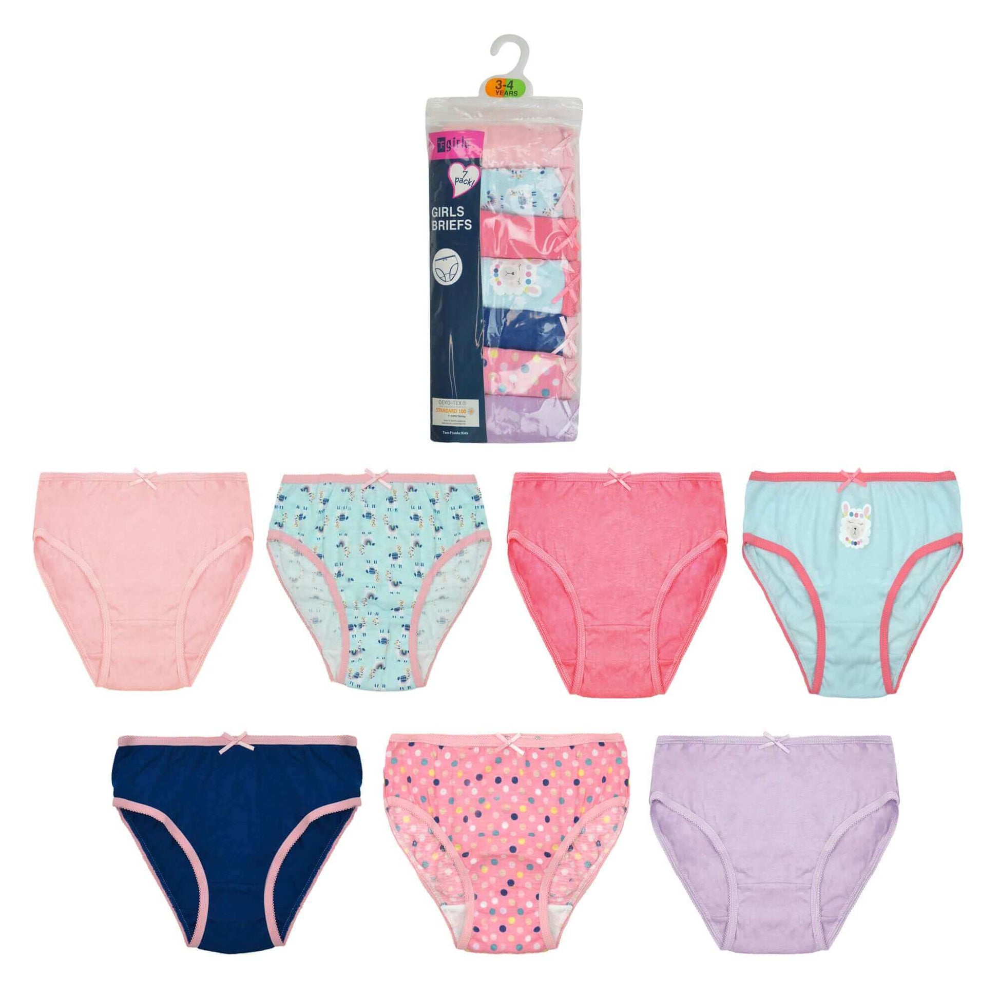 Pack of 7 Boys Briefs and Girls Knickers Cotton Blend Kids Underwear with Comfortable Waistband Assorted Colours and Patterns for Ages 2-8 Years by Daisy Dreamer. Buy now for £8.00.