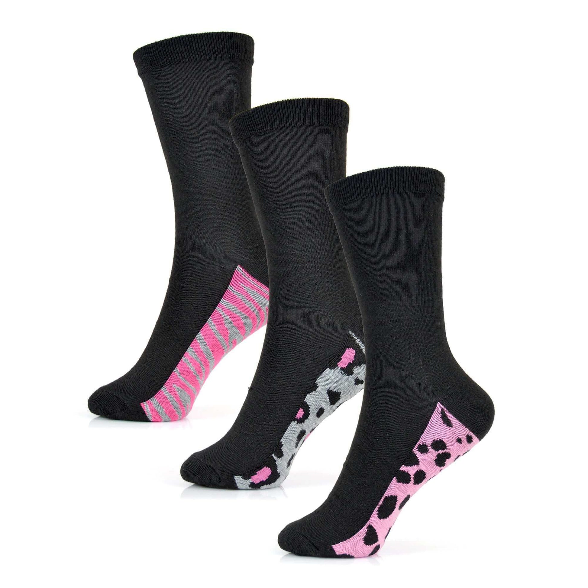6 Pairs Women's Cotton Rich Socks Fun Designs Stripes Dots Leopard Fox Dog Cat Prints UK 4-7 Breathable Durable by Sock Stack. Buy now for £8.00.