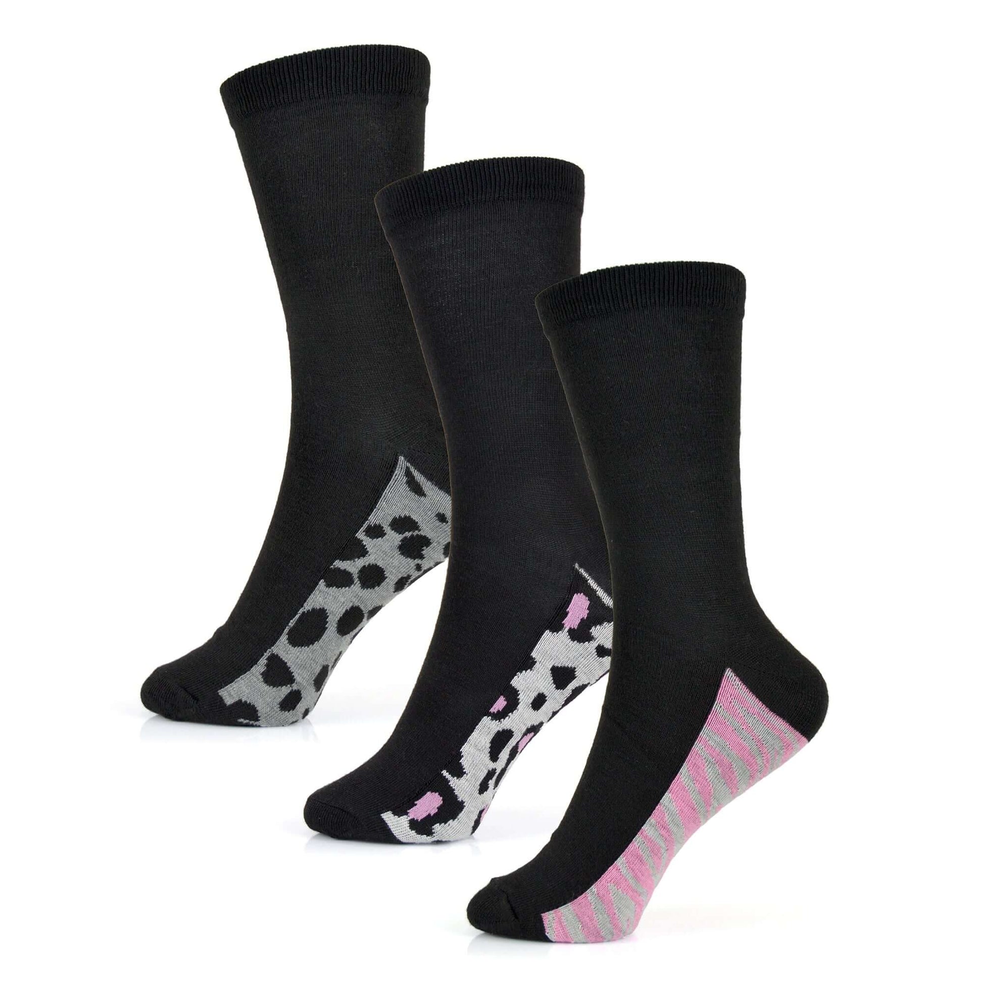 6 Pairs Women's Cotton Rich Socks Fun Designs Stripes Dots Leopard Fox Dog Cat Prints UK 4-7 Breathable Durable by Sock Stack. Buy now for £8.00.
