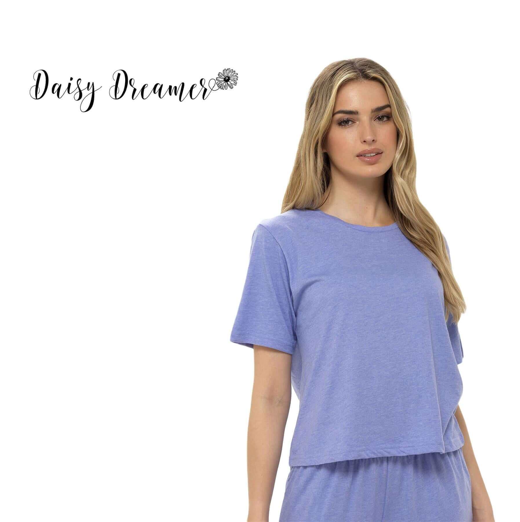 Super Soft Women's Jersey Marl Loungewear Pyjama Set Comfortable Fit Pants Trendy Design Ideal for All Seasons Blue or Grey by Daisy Dreamer. Buy now for £15.00.