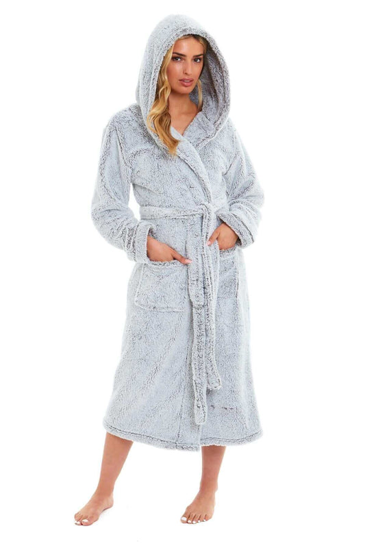 Ultra Soft Velvet Touch Women's Hooded Fleece Bathrobes Cozy Plush Snuggle Dressing Gowns for Lounging Spa Gym Hotel Multiple Sizes and Colors by Daisy Dreamer. Buy now for £25.00.