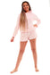 Ultra Soft Women's Fleece Pyjama Set with Hooded Top and Shorts Cozy Loungewear Homewear Available in Pink and Grey All Seasons Daisy Dreamer. Buy now for £15.00.