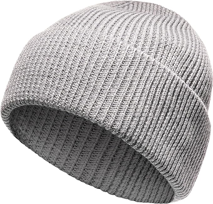 Unisex Wool Knit Beanie for Men and Women Warm Insulated Windproof Hat with Turn-Up Cuff Classic Black Grey Winter Cap for Outdoor Activities by Heatwave Thermalwear. Buy now for £9.00.