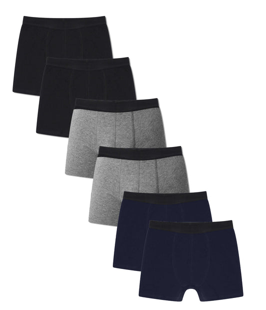 Pack Of 6 Men's Cotton Boxers, Comfort Fit Boxershorts, Performance Underwear (MB03/04). Buy now for £8.00. A Boxer Shorts by Sock Stack. black, boxer shorts, breathable, classic boxers, comfortable, cotton, grey, lycra, marl grey, mens, navy, performance
