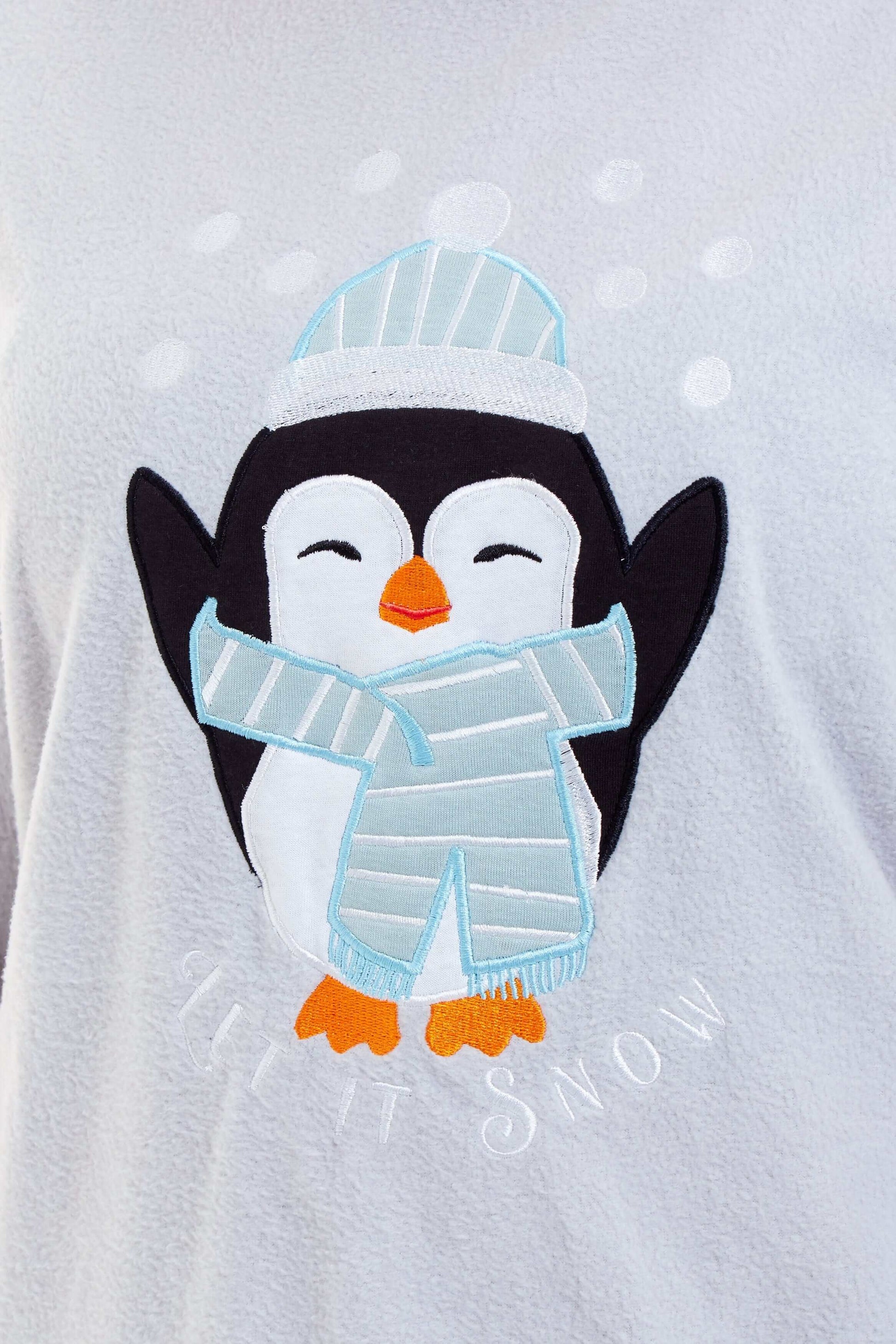 Warm Women's Polar Fleece Penguin Pyjama Set with Hood and Embroidery Fluffy Winter Loungewear Ideal for Christmas Gift Multiple Sizes by Daisy Dreamer. Buy now for £17.00.