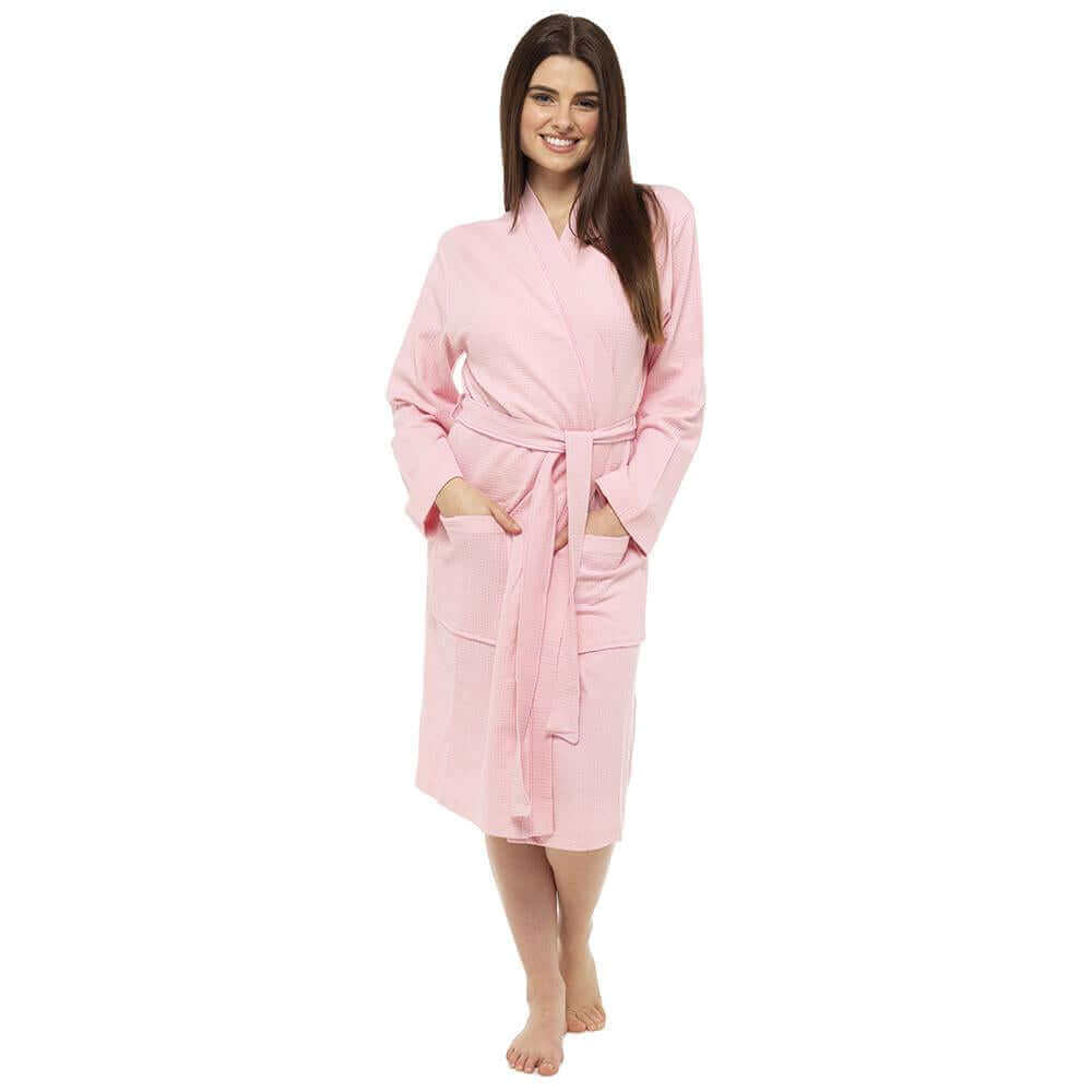 Women's 100% Cotton Waffle Bath Robe Soft-Touch Fabric with Belted Design and Deep Pockets for All-Season Comfort Multiple Sizes and Colors by Daisy Dreamer. Buy now for £20.00.