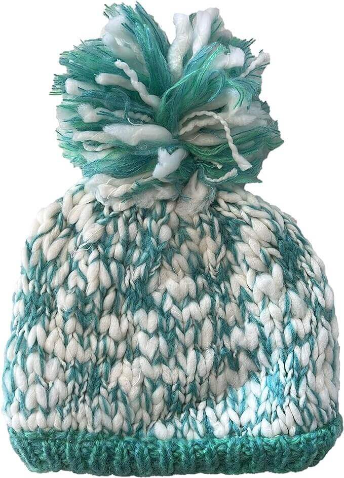 Women's Hand Knitted Daisy Pattern Winter Hat Headband Mittens Set with Pom Pom in Red Green Pink for Outdoor Activities and Holiday Gifts by Sock Stack. Buy now for £8.00.
