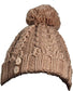 Women's Hand-Knitted Winter Hat Scarf and Hand Warmer Set with Inga Button Design Luxurious Acrylic Adjustable Fit Elegant Brown and Cream by Sock Stack. Buy now for £8.00.