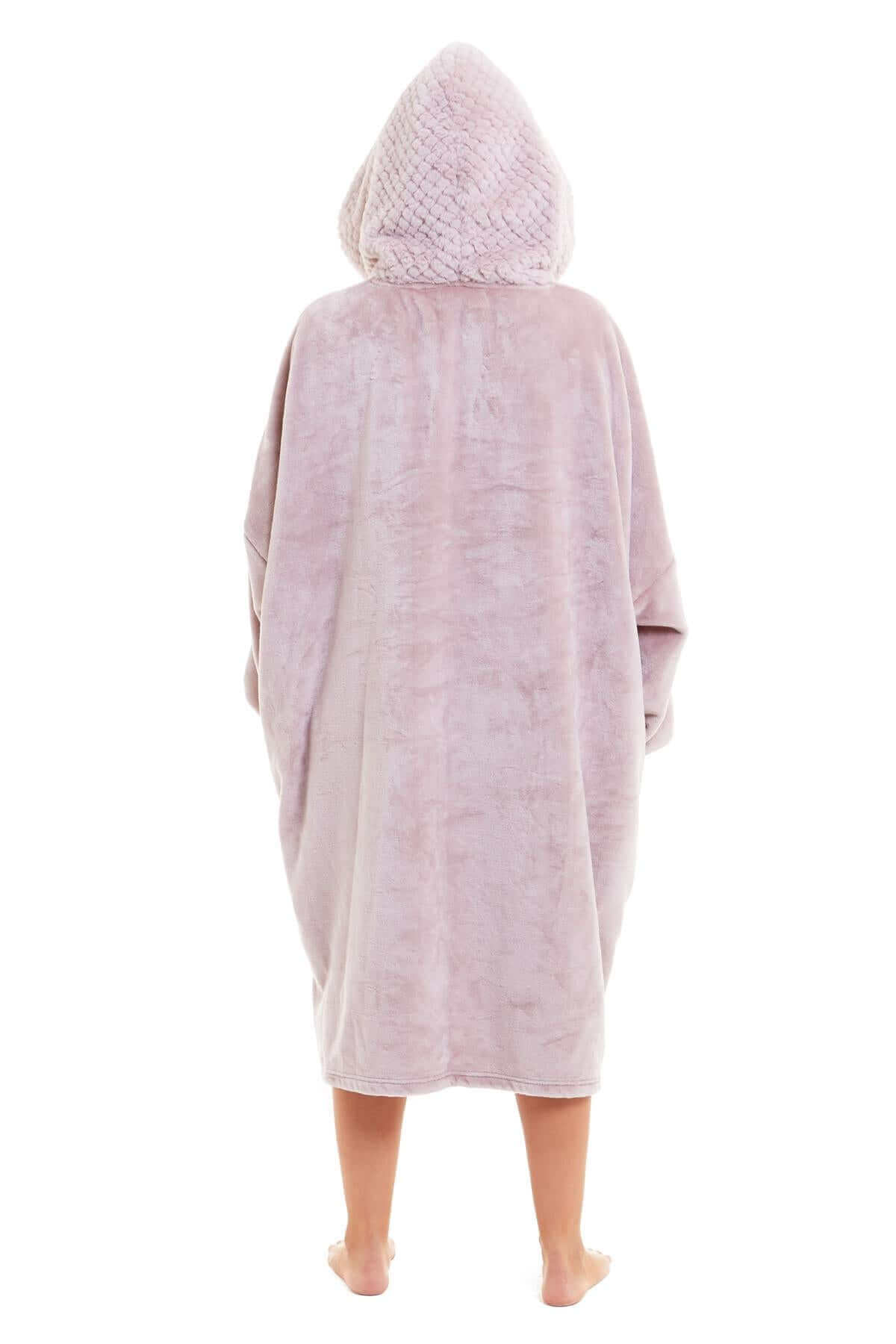 Women's Oversized Plush Hooded Poncho Blanket Cozy Fleece Hoodie with Fur Hood Ideal for Lounging Camping Outdoor Warmth by Daisy Dreamer. Buy now for £21.00.