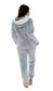 Women's Plush Fleece Hooded Pyjama Set Shimmer Grey Super Soft Fabric Elasticated Waistband Sherpa Edging Cozy Sleepwear Small to X Large by Daisy Dreamer. Buy now for £25.00.