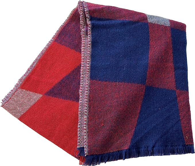 Women's Soft Woven Winter Scarves Lightweight Cozy Acrylic Wraps in Vibrant Orange Yellow Multi and Purple Red Multi by Sock Stack. Buy now for £7.00.