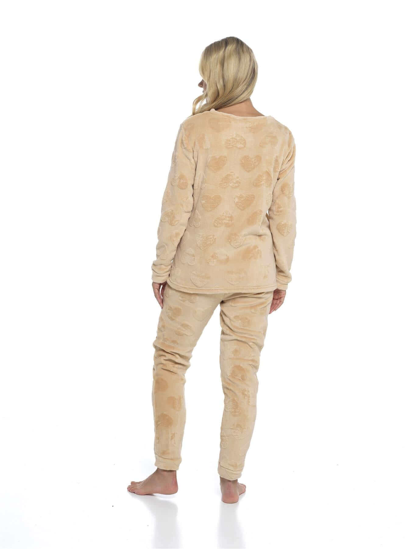 Women's Super Soft Heart Fleece Pyjamas Set Cozy Plush Loungewear Top and Pants Warm Teddy Fleece PJs for Lounging and Sleeping by Daisy Dreamer. Buy now for £20.00.