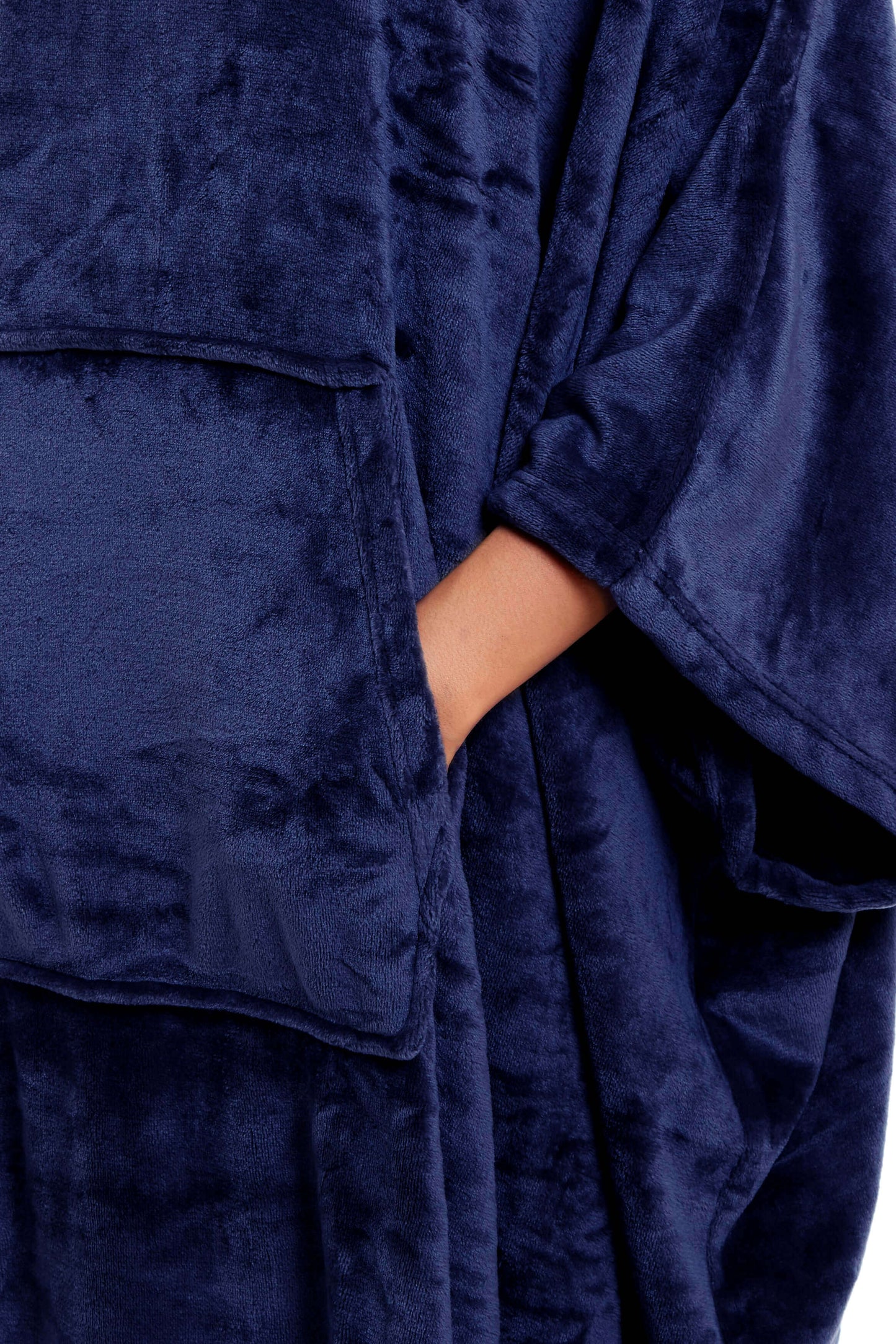Women's Super Soft Oversized Hooded Poncho Blanket Navy Charcoal Flannel Fleece Cozy Loungewear Nightwear Warm Hoodie One Size Fits Most Adults by Daisy Dreamer. Buy now for £20.00.