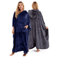 Women's Super Soft Oversized Hooded Poncho Blanket Navy Charcoal Flannel Fleece Cozy Loungewear Nightwear Warm Hoodie One Size Fits Most Adults by Daisy Dreamer. Buy now for £20.00.