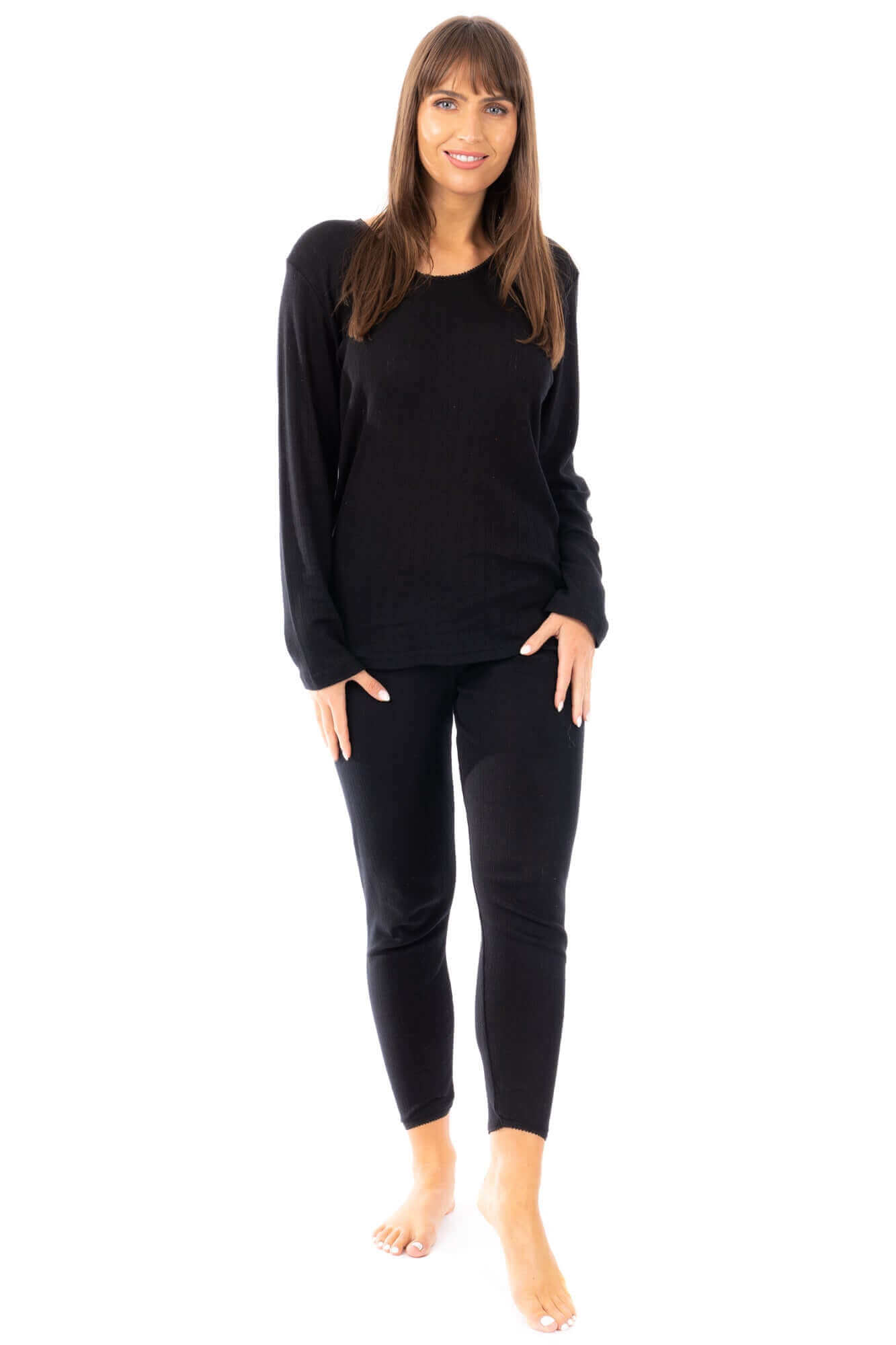 Women's Thermal Long Sleeve Top and Pants Set Winter Base Layers Warm Insulating Cotton Rich Fabric Sizes S to XXL Multiple Colors by Heatwave Thermalwear. Buy now for £10.00.