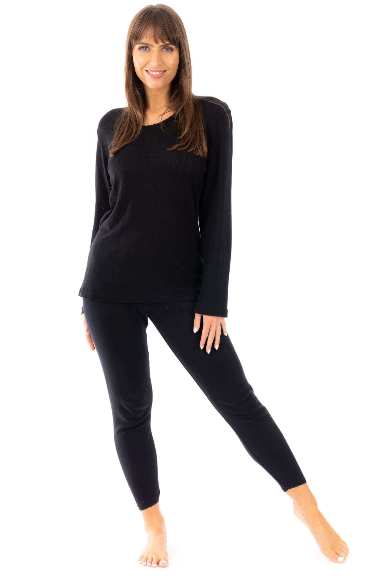 Women's Thermal Long Sleeve Top and Pants Set Winter Base Layers Warm Insulating Cotton Rich Fabric Sizes S to XXL Multiple Colors by Heatwave Thermalwear. Buy now for £10.00.