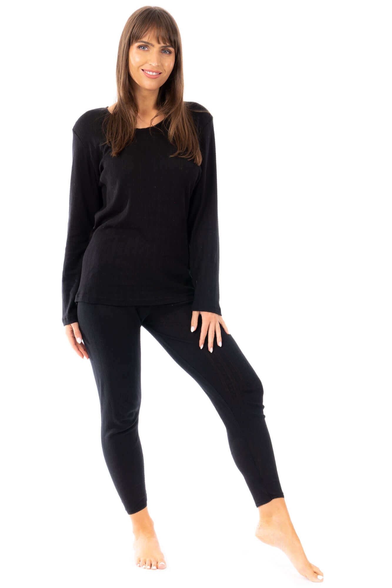 Women's Thermal Long Sleeve Top and Pants Set Winter Base Layers Warm Insulating Cotton Rich Fabric Sizes S to XXL Multiple Colors by Heatwave Thermalwear. Buy now for £10.00.