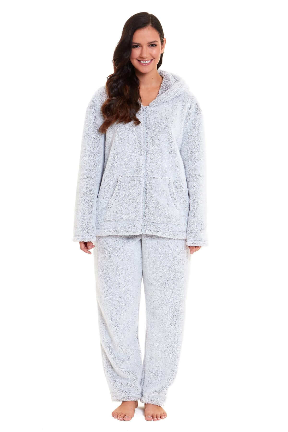 Women's Ultra-Soft Plush Fleece Hooded Pajama Set Cozy Winter Nightwear Warm Loungewear for Home Relaxation by Daisy Dreamer. Buy now for £20.00.