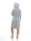 Women's Ultra Soft Velvet Fleece Hooded Bathrobe with Shawl Collar Shadow Stripe Design Grey and Charcoal All Sizes by Daisy Dreamer. Buy now for £20.00.