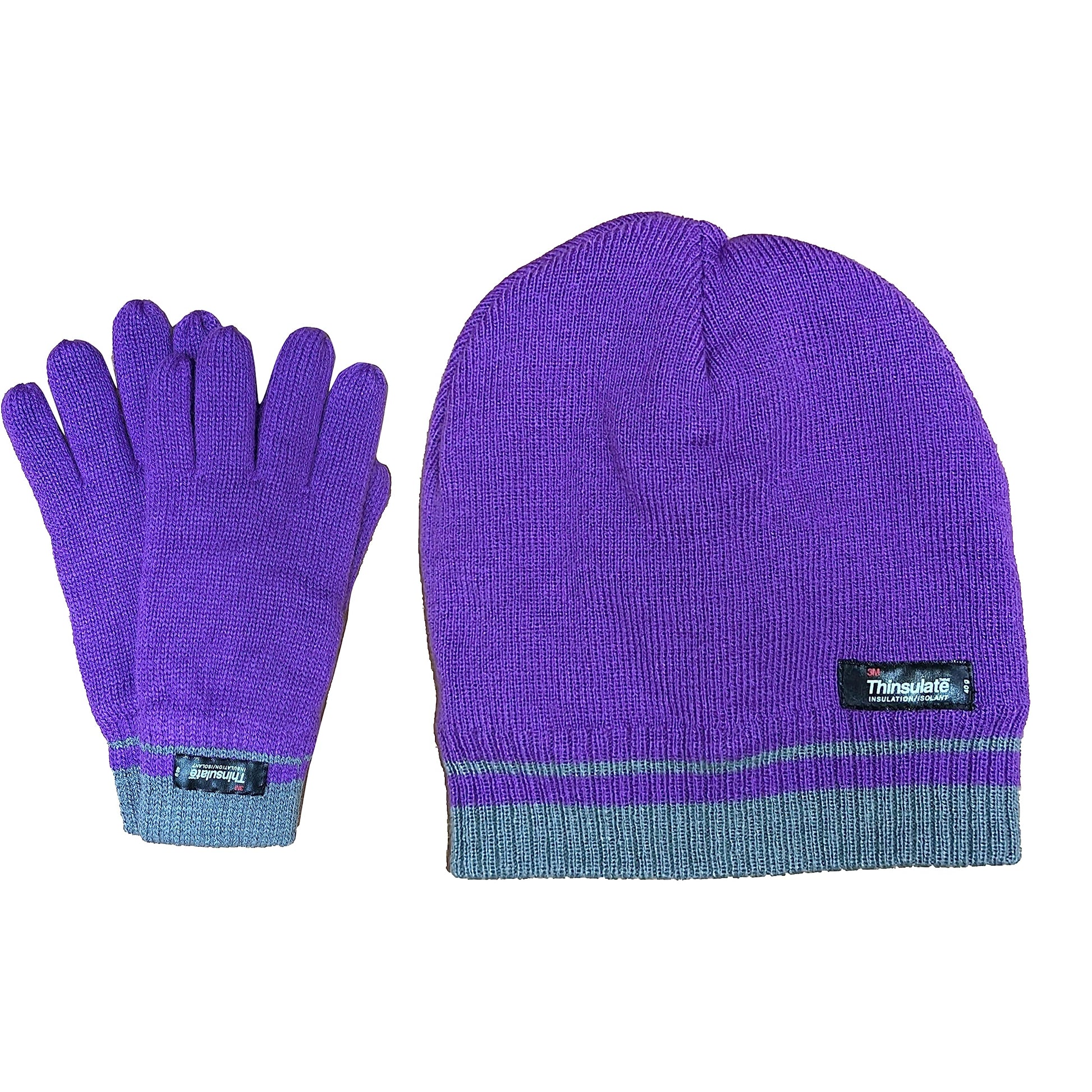 Women's Winter Hat and Gloves Set with 3M Thinsulate Insulation and Stylish Stripe Design in Multiple Colors for Warmth and Comfort by Sock Stack. Buy now for £8.00.