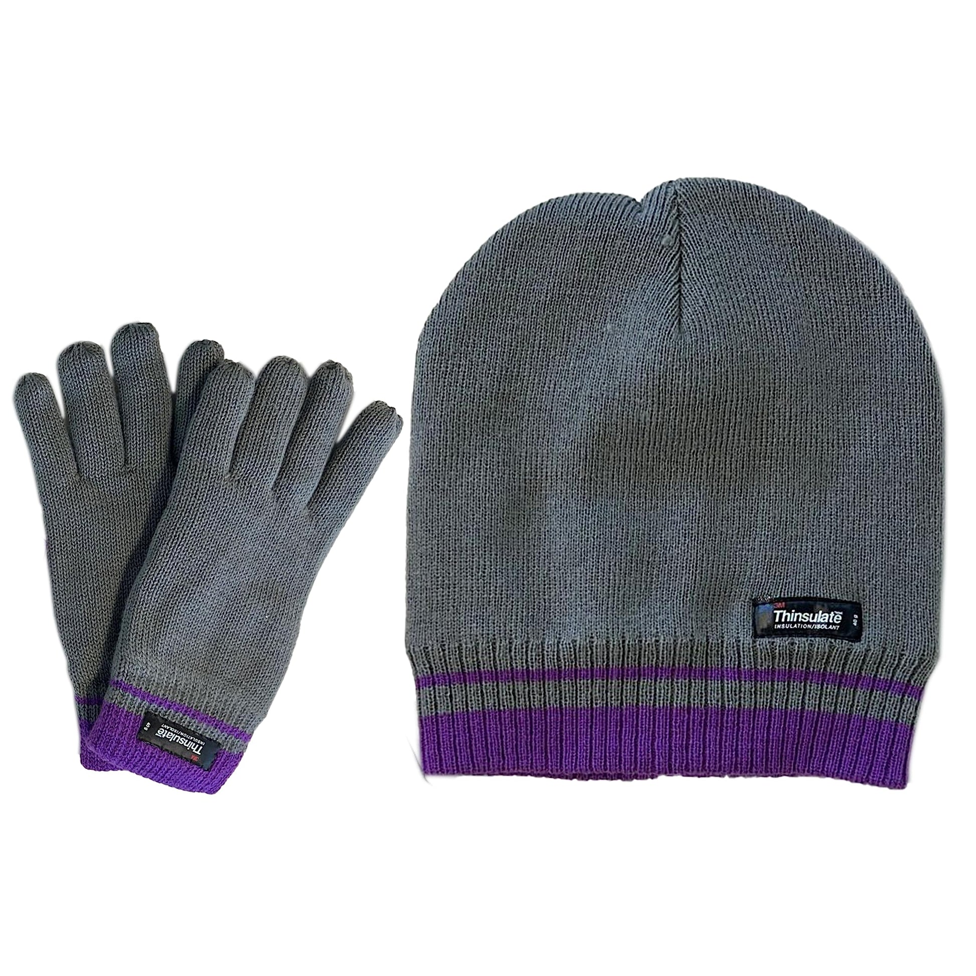 Women's Winter Hat and Gloves Set with 3M Thinsulate Insulation and Stylish Stripe Design in Multiple Colors for Warmth and Comfort by Sock Stack. Buy now for £8.00.