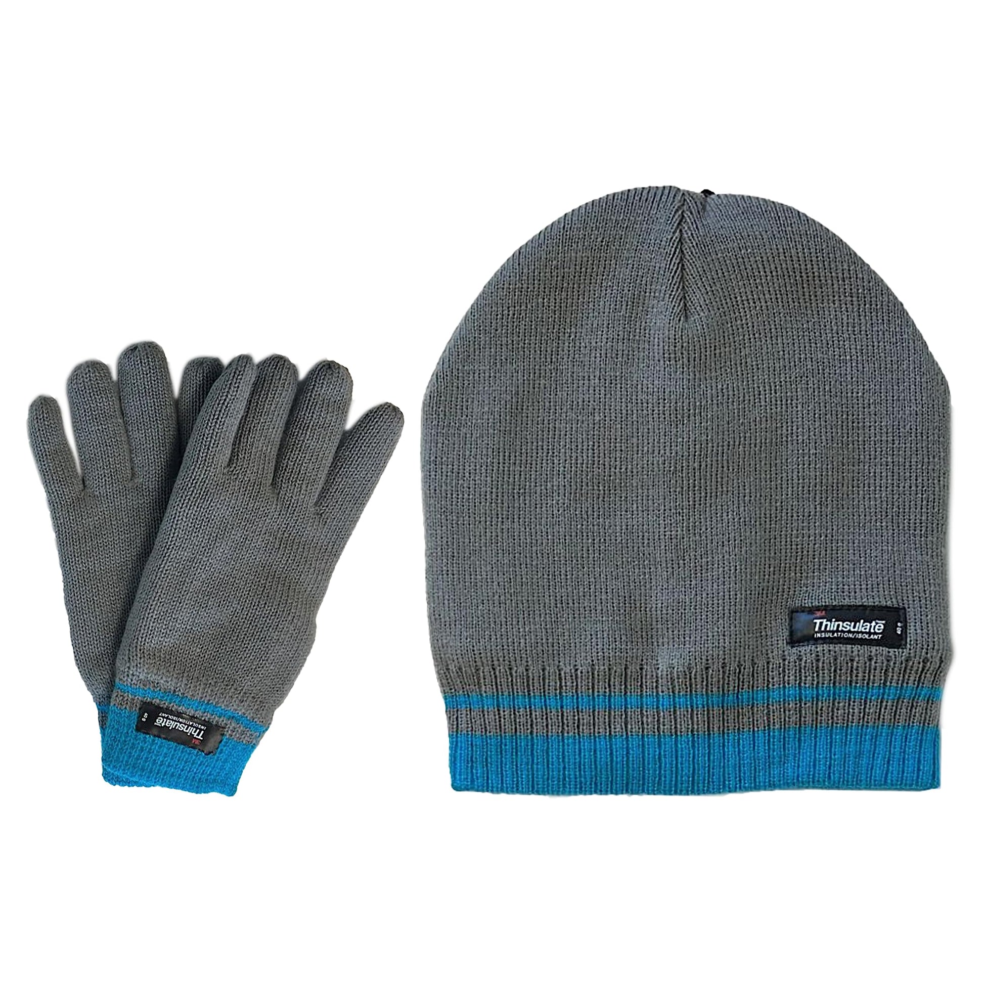 Women's Winter Hat and Gloves Set with 3M Thinsulate Insulation and Stylish Stripe Design in Multiple Colors for Warmth and Comfort by Sock Stack. Buy now for £8.00.