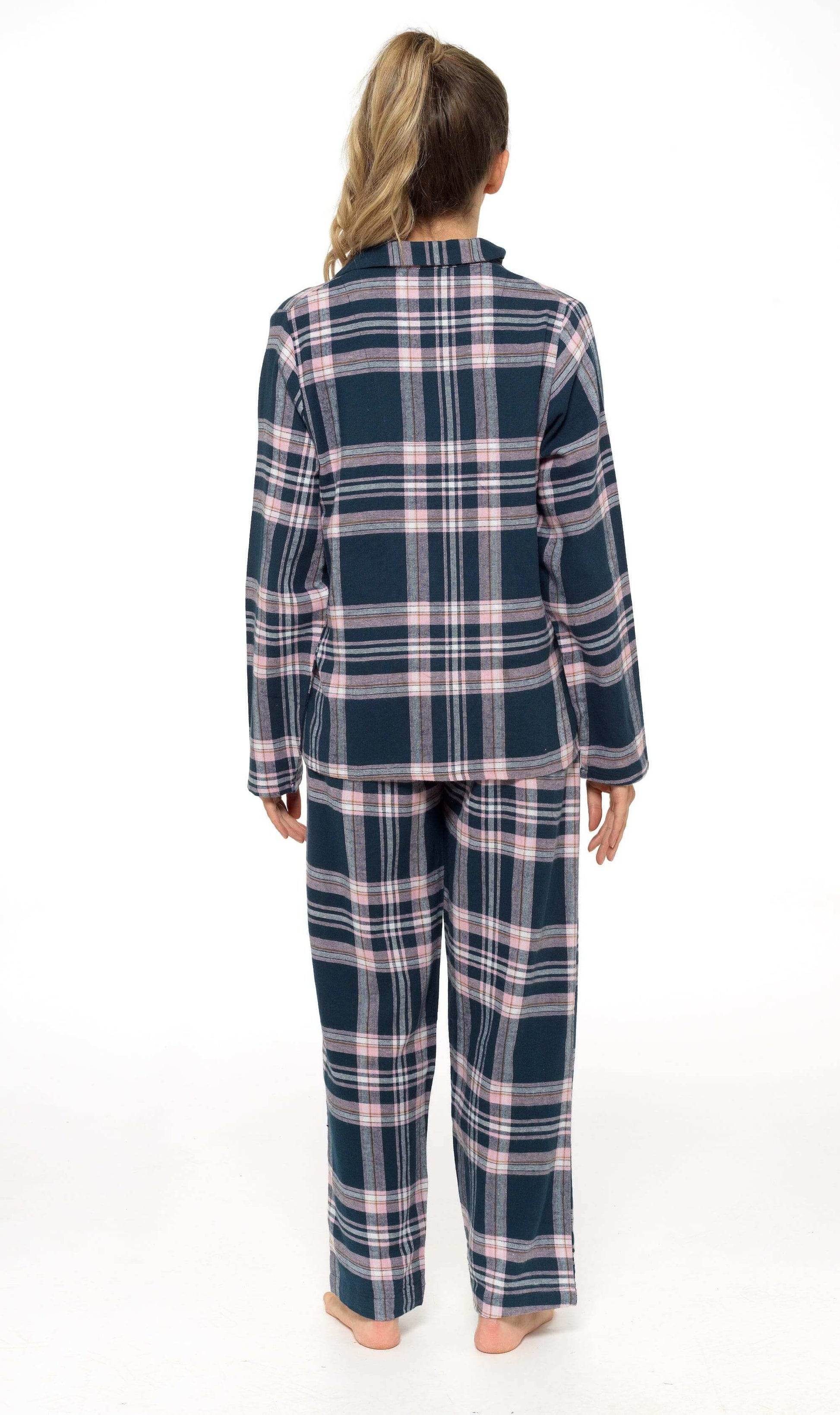 Women's Soft Brushed Cotton Flannelette Pajama Set with Elastic Waistband Cozy Check Pattern Sleepwear for All Seasons Small to XLarge by Daisy Dreamer. Buy now for £15.00.