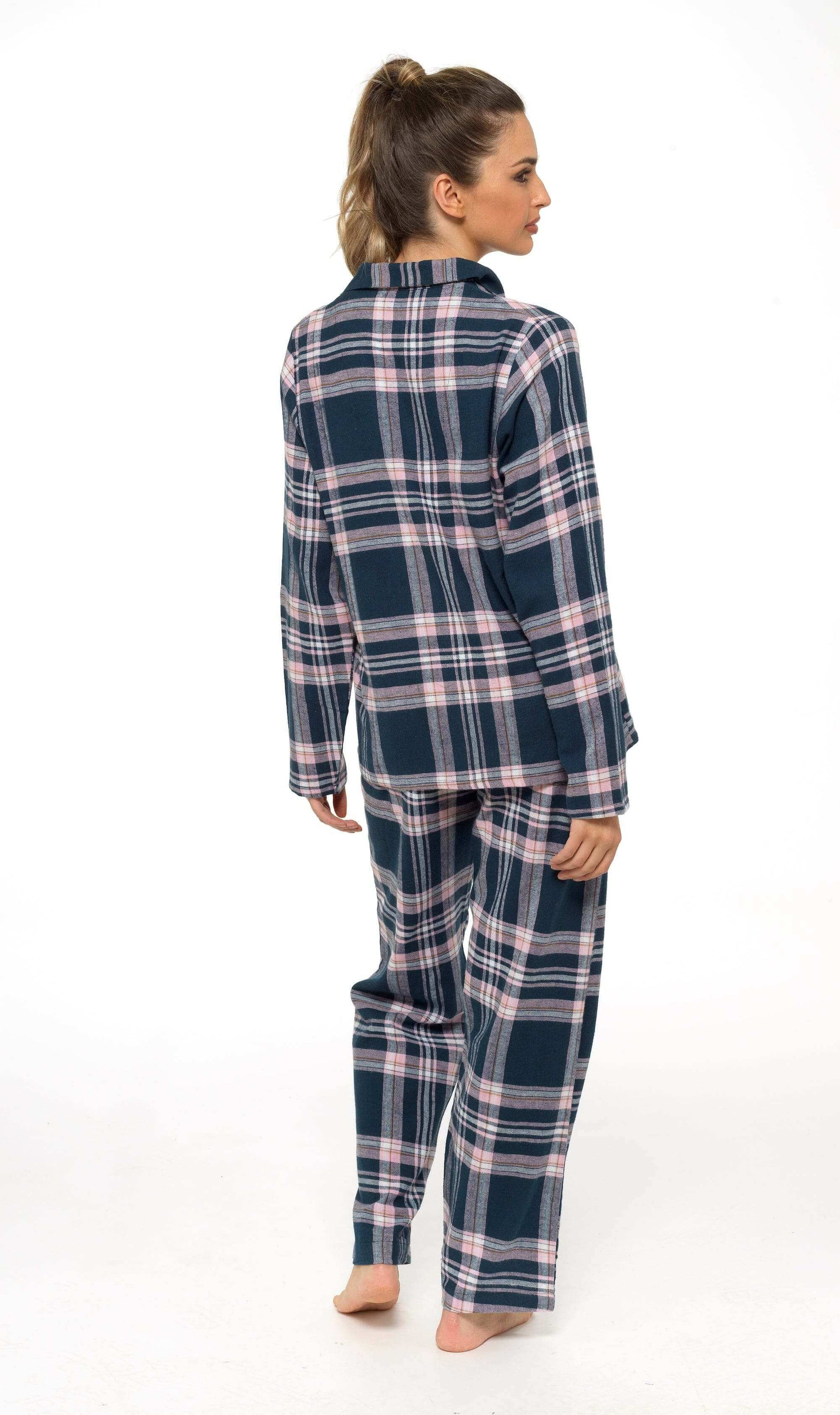 Women's Soft Brushed Cotton Flannelette Pajama Set with Elastic Waistband Cozy Check Pattern Sleepwear for All Seasons Small to XLarge by Daisy Dreamer. Buy now for £15.00.