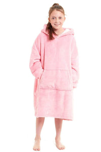 Kids Oversized Hooded Fleece Blanket with Reversible Sherpa Double Pocket Ultra-Soft Cozy Wearable Blanket for Lounging and Outdoor Ages 8-15 by Daisy Dreamer Hooded Blanket