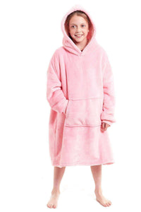 Kids Oversized Hooded Fleece Blanket with Reversible Sherpa Double Pocket Ultra-Soft Cozy Wearable Blanket for Lounging and Outdoor Ages 8-15 by Daisy Dreamer Hooded Blanket
