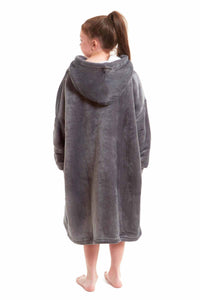 Kids Oversized Hooded Fleece Blanket with Reversible Sherpa Double Pocket Ultra-Soft Cozy Wearable Blanket for Lounging and Outdoor Ages 8-15 by Daisy Dreamer Hooded Blanket