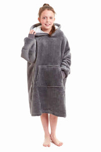 Kids Oversized Hooded Fleece Blanket with Reversible Sherpa Double Pocket Ultra-Soft Cozy Wearable Blanket for Lounging and Outdoor Ages 8-15 by Daisy Dreamer Hooded Blanket