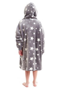 Kids Oversized Hooded Fleece Blanket with Reversible Sherpa Double Pocket Ultra-Soft Cozy Wearable Blanket for Lounging and Outdoor Ages 8-15 by Daisy Dreamer Hooded Blanket