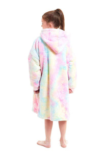 Kids Oversized Hooded Fleece Blanket with Reversible Sherpa Double Pocket Ultra-Soft Cozy Wearable Blanket for Lounging and Outdoor Ages 8-15 by Daisy Dreamer Hooded Blanket