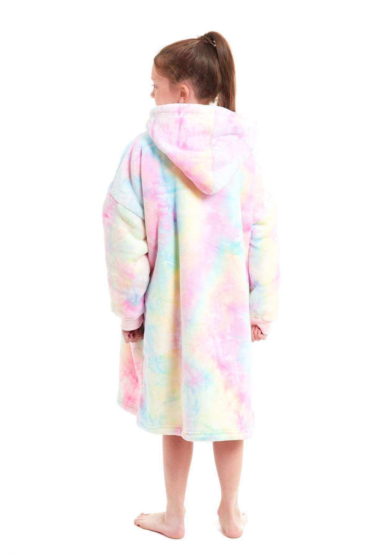 Kids Oversized Hooded Plush Fleece Blankets With Reversible Sherpa. Buy now for £15.00. A Hooded Blanket by Daisy Dreamer. blush pink, charcoal, childrens, clothing, dusky pink, flannel, fleece, grey, hooded blanket, hot pink, kids, loungewear, nightwear,