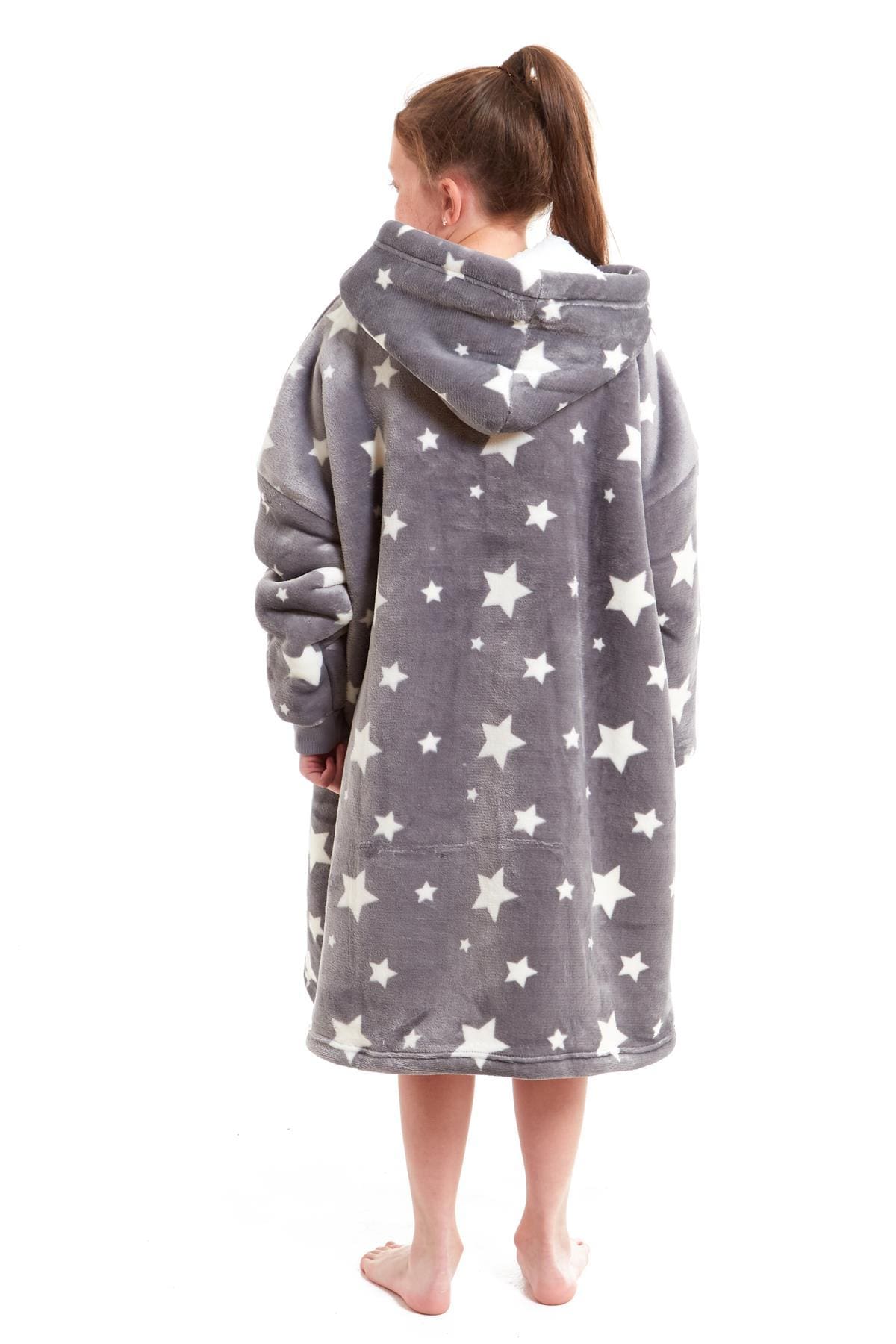 Kids Oversized Hooded Plush Fleece Blankets With Reversible Sherpa. Buy now for £15.00. A Hooded Blanket by Daisy Dreamer. blush pink, charcoal, childrens, clothing, dusky pink, flannel, fleece, grey, hooded blanket, hot pink, kids, loungewear, nightwear,