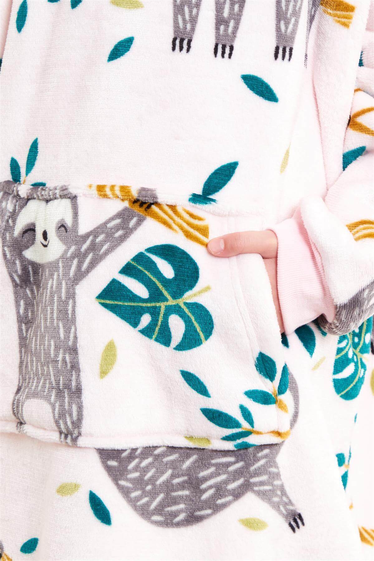 Kids Oversized Hooded Plush Fleece Blankets With Reversible Sherpa. Buy now for £15.00. A Hooded Blanket by Daisy Dreamer. blush pink, charcoal, childrens, clothing, dusky pink, flannel, fleece, grey, hooded blanket, hot pink, kids, loungewear, nightwear,