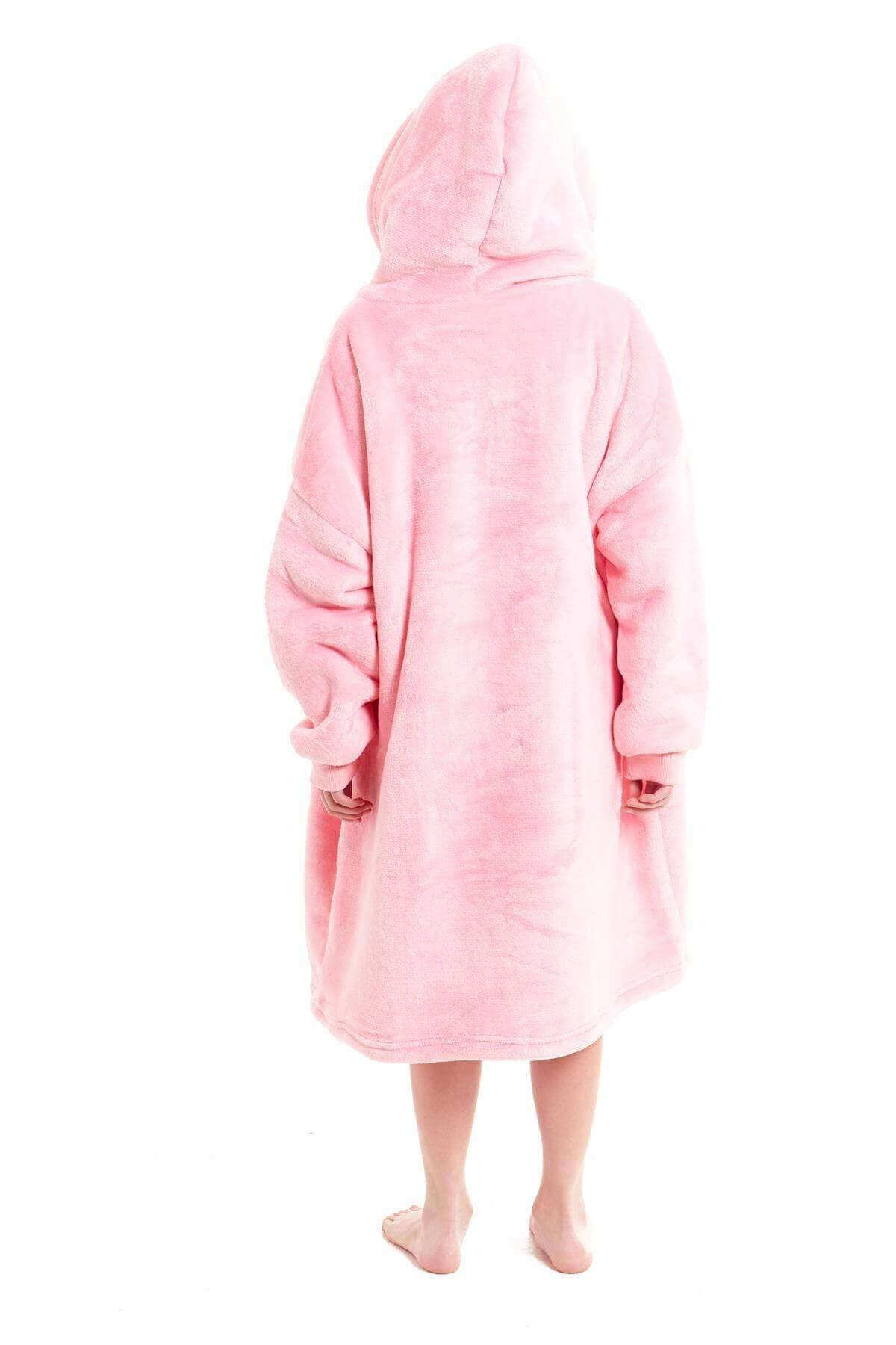 Kids Oversized Hooded Plush Fleece Blankets With Reversible Sherpa. Buy now for £15.00. A Hooded Blanket by Daisy Dreamer. blush pink, charcoal, childrens, clothing, dusky pink, flannel, fleece, grey, hooded blanket, hot pink, kids, loungewear, nightwear,
