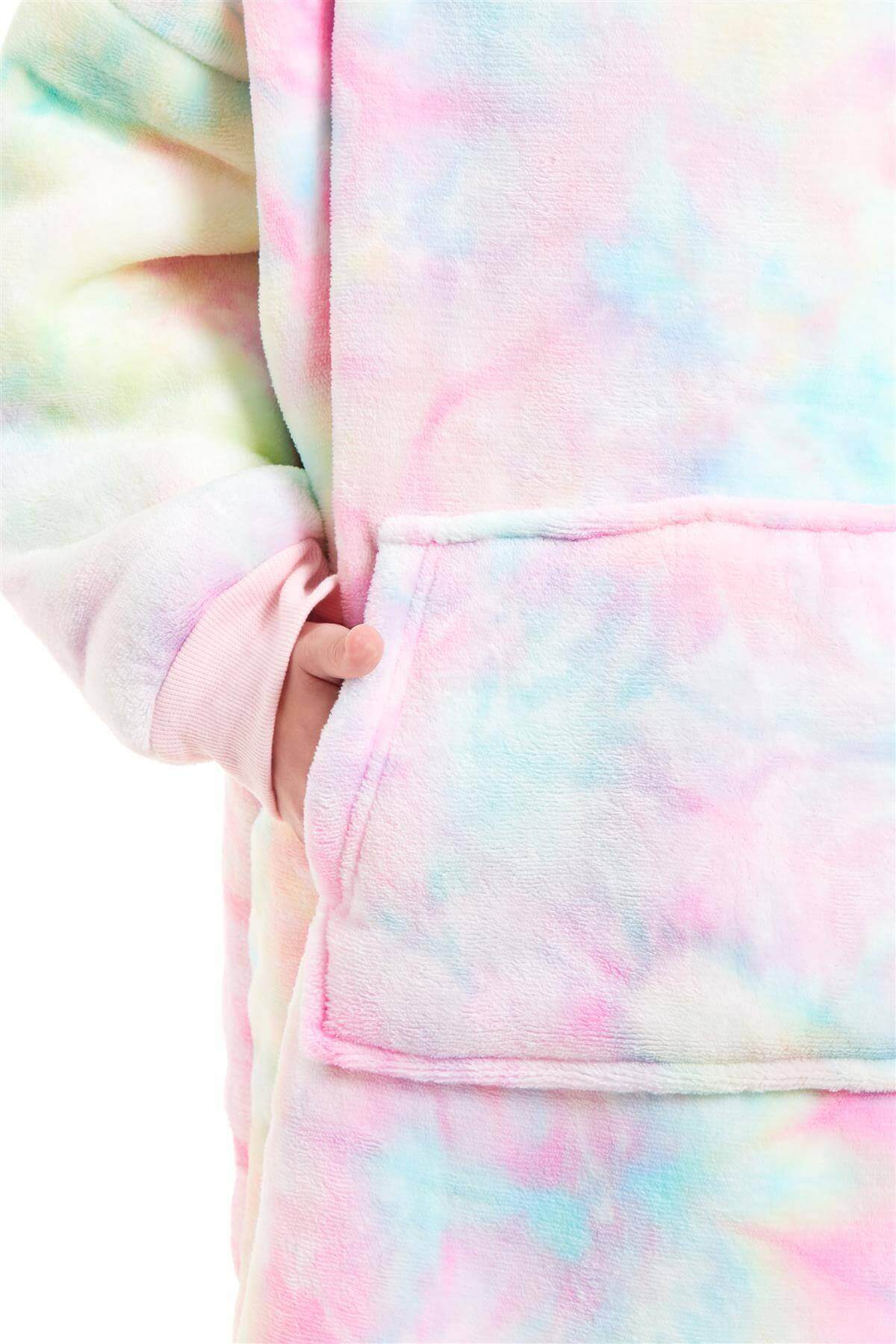 Kids Oversized Hooded Plush Fleece Blankets With Reversible Sherpa. Buy now for £15.00. A Hooded Blanket by Daisy Dreamer. blush pink, charcoal, childrens, clothing, dusky pink, flannel, fleece, grey, hooded blanket, hot pink, kids, loungewear, nightwear,