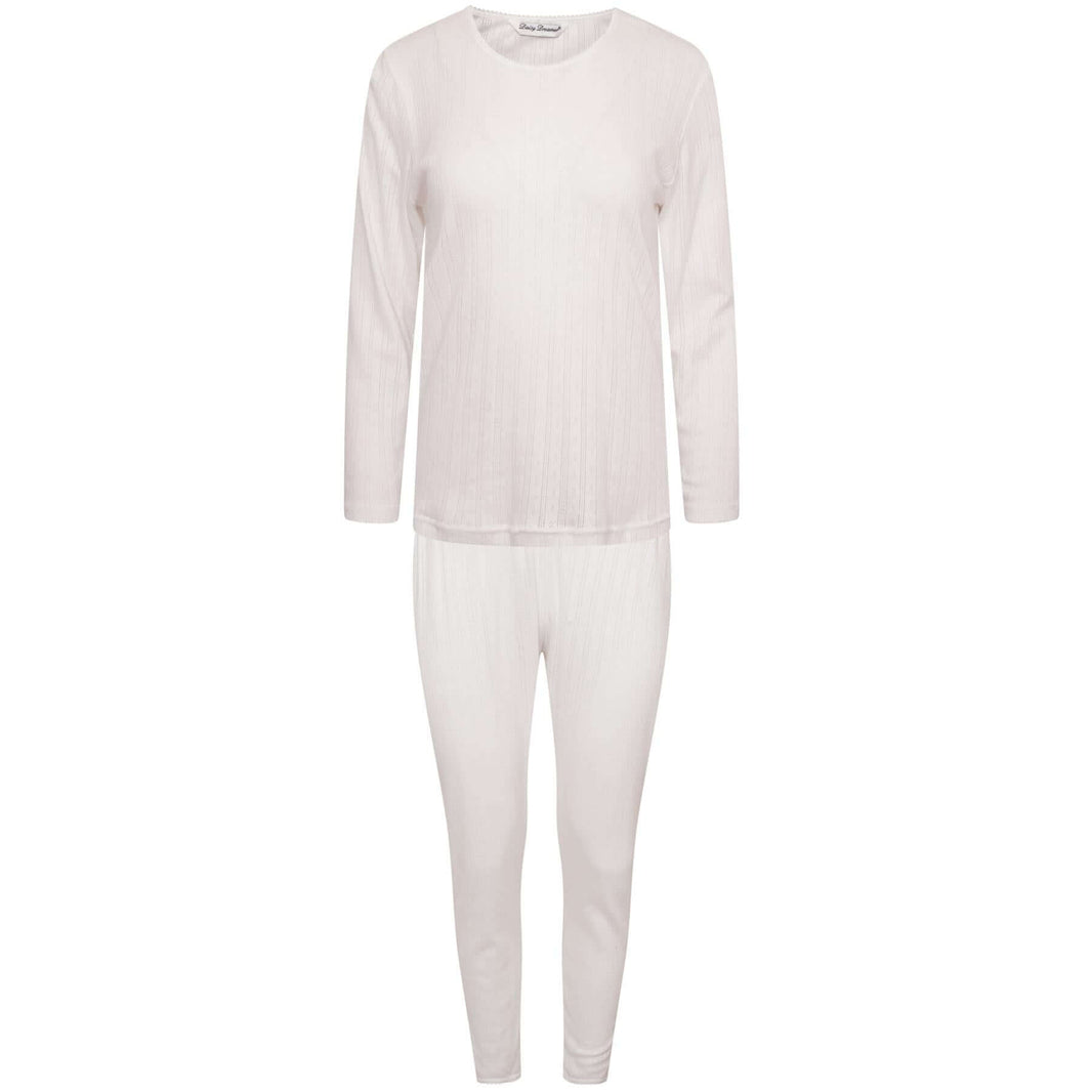 Kids Thermal Underwear Set for Girls Long Sleeve Top and Pants Insulating Cotton-Rich Winter Baselayer Soft Breathable Multiple Colors Sizes by Heatwave Thermalwear WHITE / 3-5 YRS Thermal Underwear