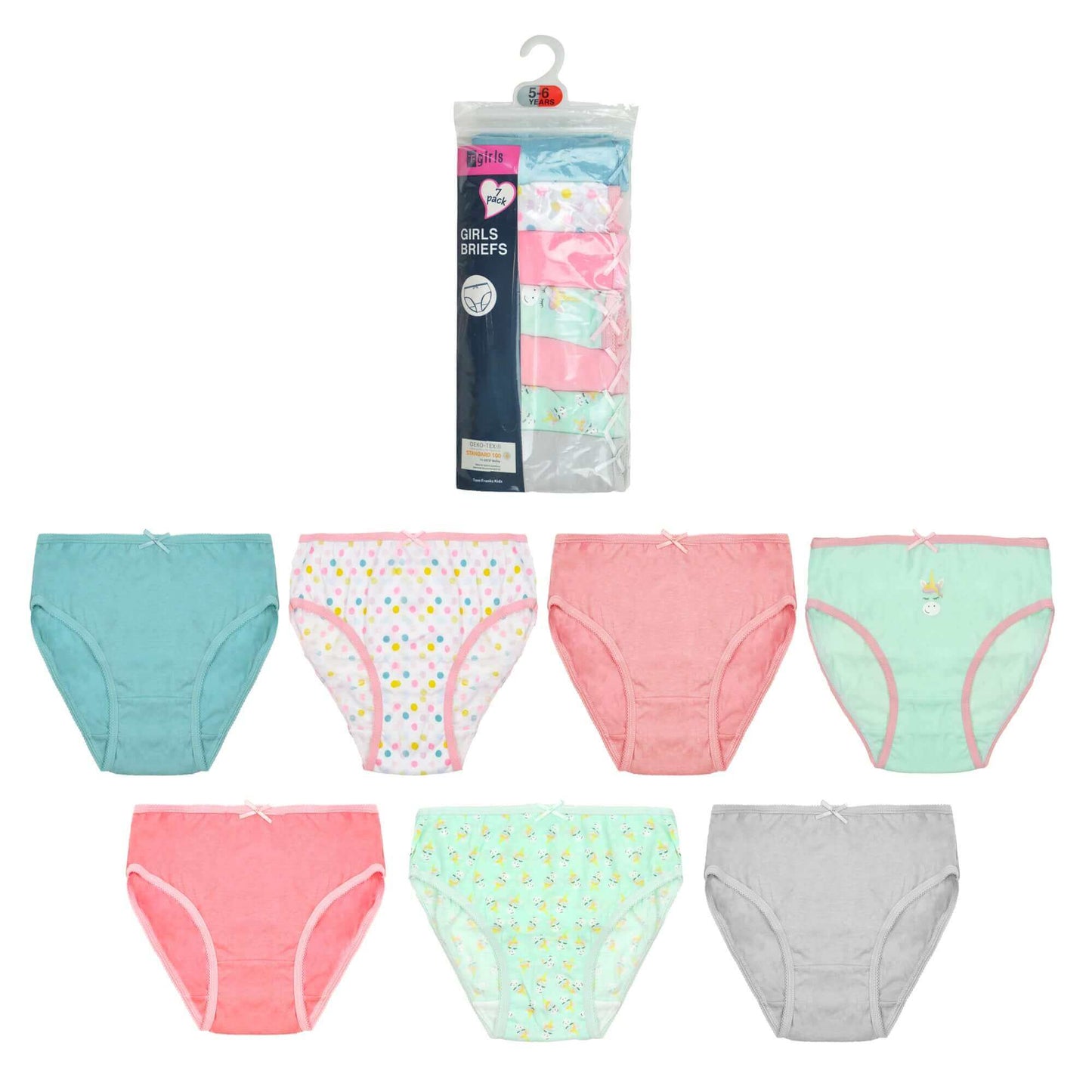 Pack Of 7 Kids Underwear, Boys Briefs & Girls Knickers, Beautiful Design Patterned Underpants. Buy now for £8.00. A Underwear by Sock Stack. Bikini, blue, blush pink, boys, briefs, cars, casual, childrens, clothing, comfortable, cosy, cotton, dusky pink,