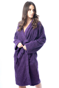 Luxury Women's Terry Cotton Bath Robe Ultra-Absorbent Soft Cozy Dressing Gown for Home Spa Gym Travel by Daisy Dreamer PURPLE / M Robe
