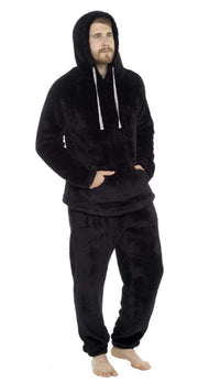 Men's Ultra-Soft Fleece Hooded Thermal Pyjama Set with Elastic Waist Cozy Loungewear Perfect for Winter and Indoor Relaxation by Daisy Dreamer Pyjamas