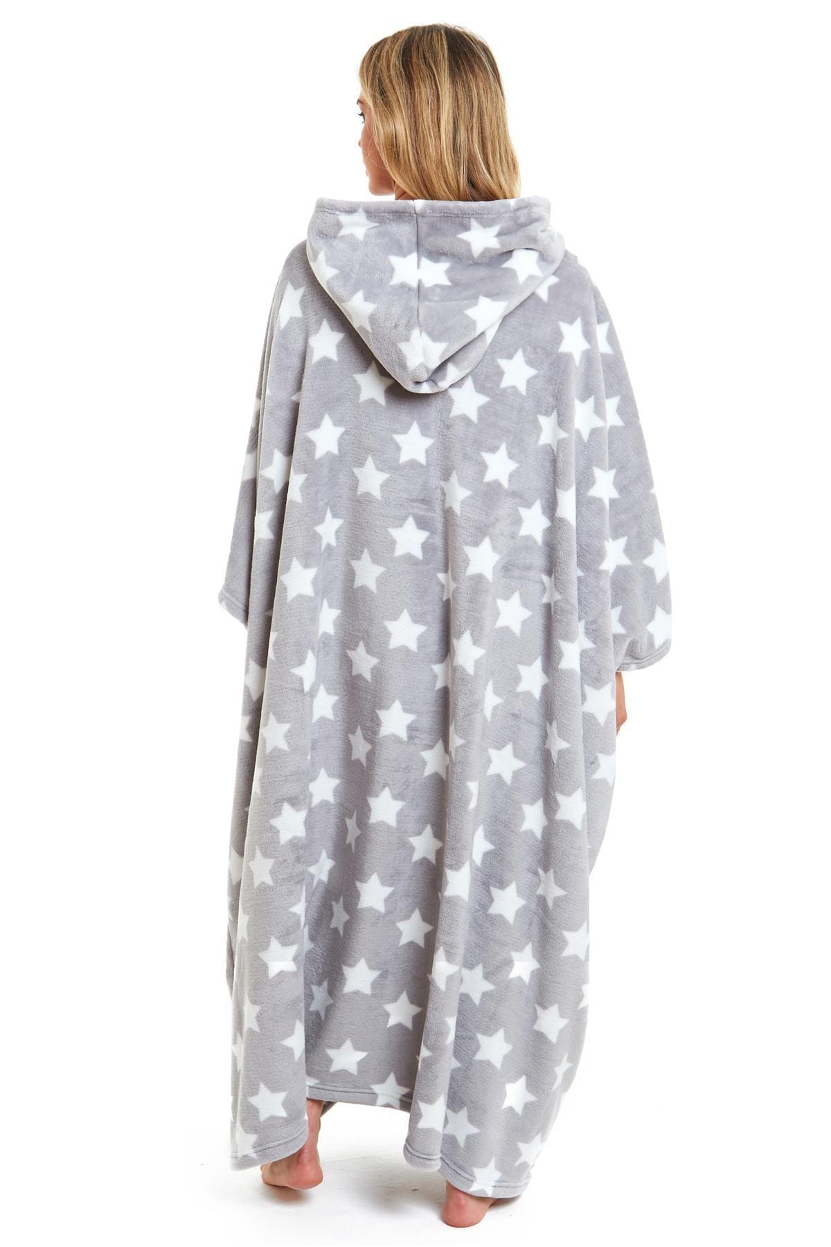 Women's Super Soft Oversized Hooded Poncho Blanket with Stars & Polka Dot Design for Indoor & Outdoor Use by Daisy Dreamer. Buy now for £25.00.