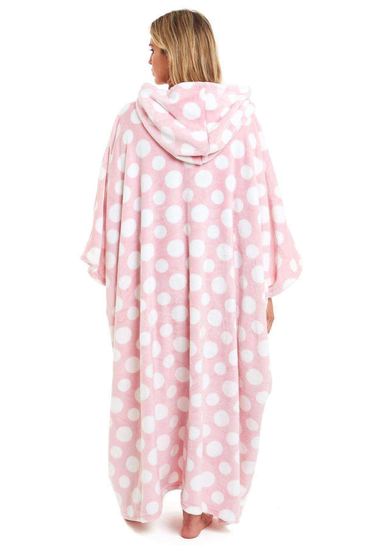 Women's Super Soft Oversized Hooded Poncho Blanket with Stars & Polka Dot Design for Indoor & Outdoor Use by Daisy Dreamer. Buy now for £25.00.