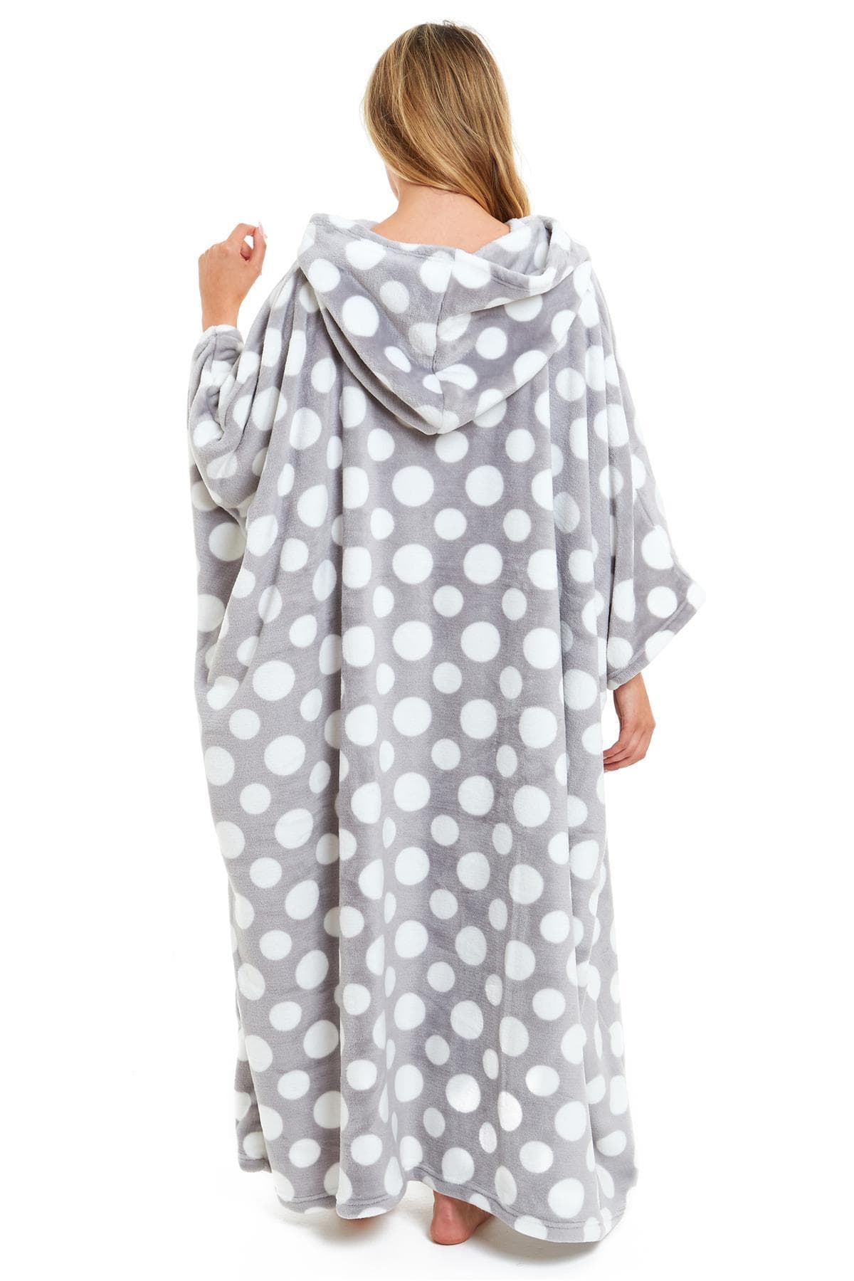Women's Super Soft Oversized Hooded Poncho Blanket with Stars & Polka Dot Design for Indoor & Outdoor Use by Daisy Dreamer. Buy now for £25.00.