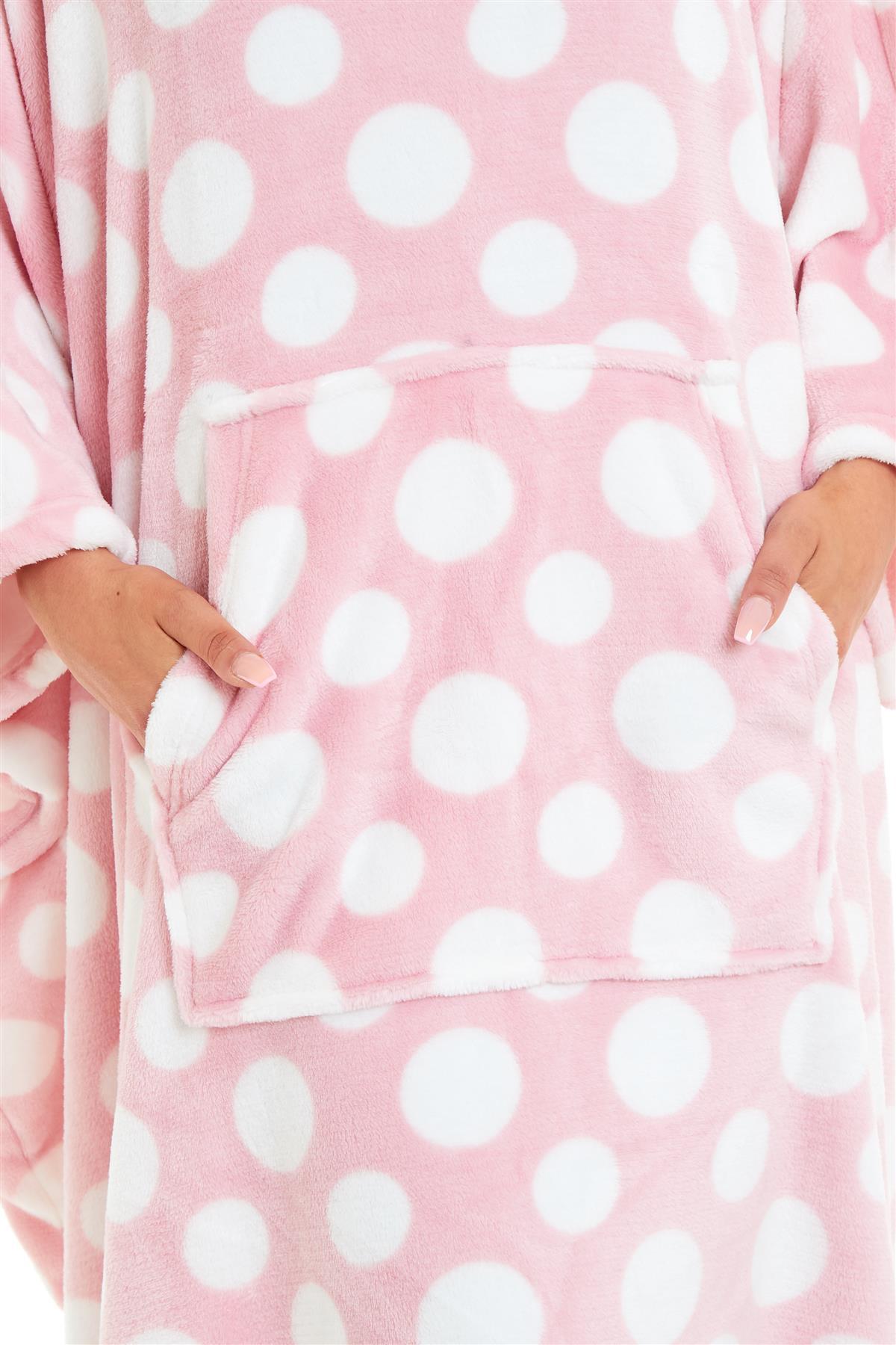 Women's Super Soft Oversized Hooded Poncho Blanket with Stars & Polka Dot Design for Indoor & Outdoor Use by Daisy Dreamer. Buy now for £25.00.