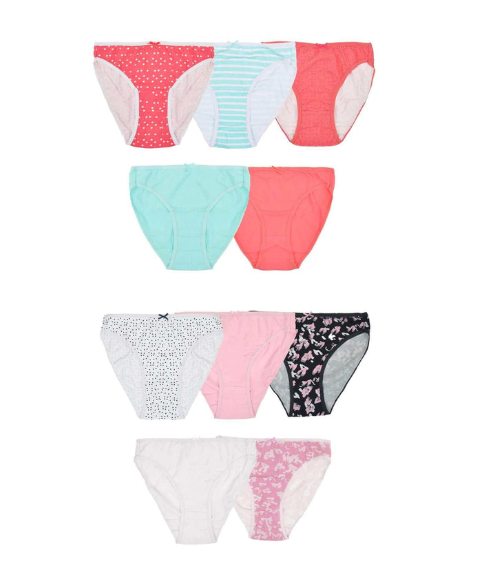 Pack of 10 Womens High Leg Cotton Briefs Comfortable Stretchable Underwear Assorted Colours Breathable Soft Waistband Ideal for All Body Types Durable by Daisy Dreamer ASSORTED / 10 Underwear