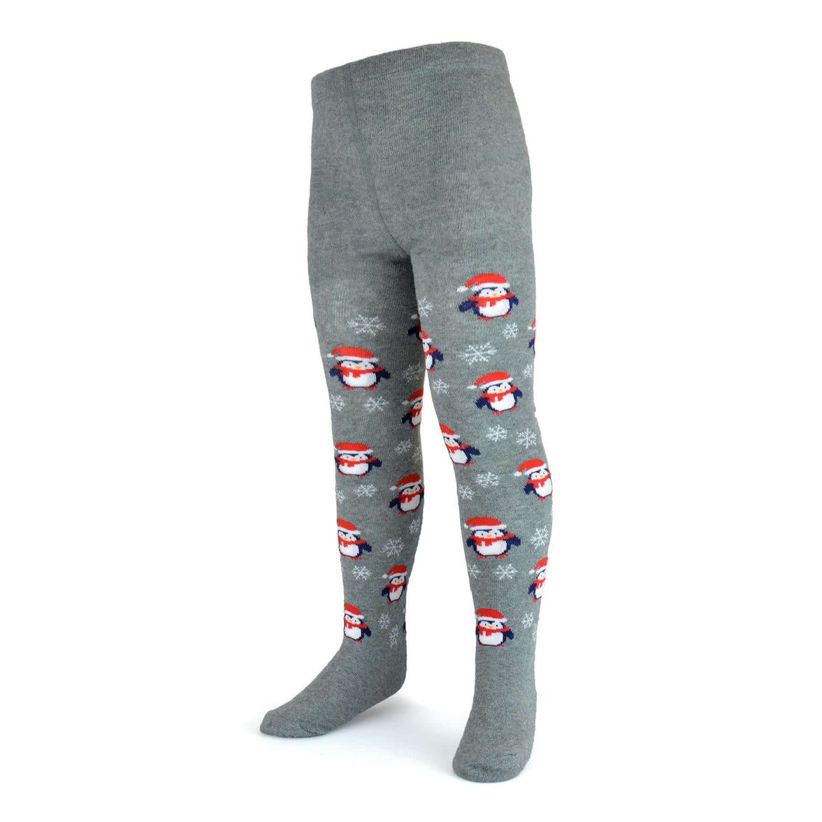 Pack of 2 Girls Christmas Tights Reindeer and Penguin Festive Cotton Rich Kids Leggings Comfortable Durable Winter Holiday Tights Sock Stack Socks