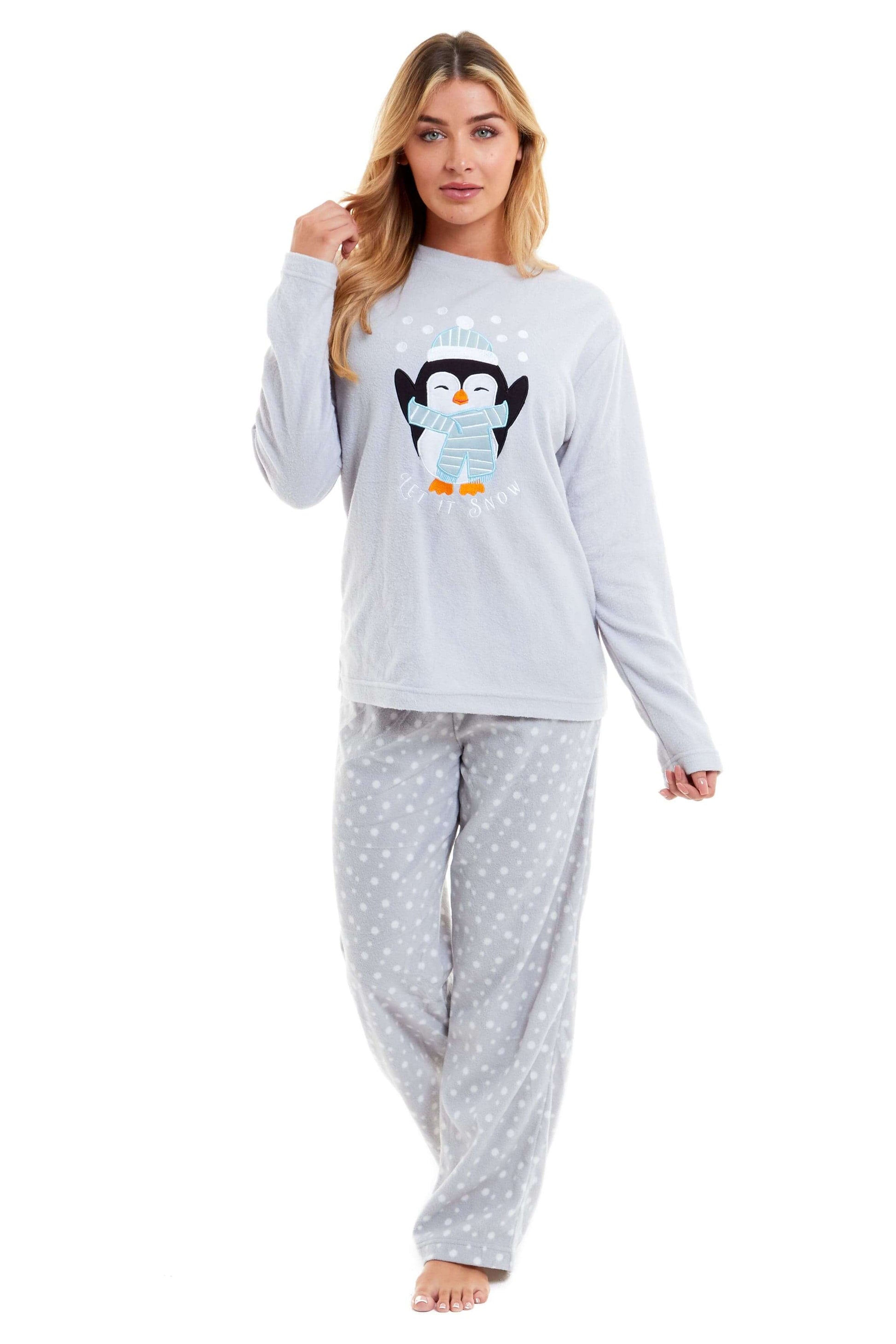 Penguin Polar Fleece Pyjama Set, Cosy Everyday Loungewear, Christmas Gift Idea. Buy now for £17.00. A Pyjamas by Daisy Dreamer. 12-14, 16-18, 18-20, 8-10, animal, christmas, daisy dreamer, festive, fleece, gift, grey, ladies, long sleeve, loungewear, nigh